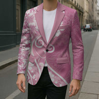 Polynesian Women's Day Blazer Pink Hibiscus Flowers With Polynesian Pattern LT05 - Polynesian Pride