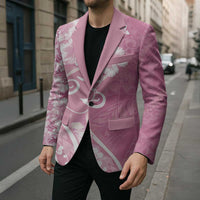 Polynesian Women's Day Blazer Pink Hibiscus Flowers With Polynesian Pattern LT05 - Polynesian Pride