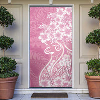Polynesian Women's Day Door Cover Pink Hibiscus Flowers With Polynesian Pattern LT05 Pink - Polynesian Pride