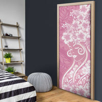 Polynesian Women's Day Door Cover Pink Hibiscus Flowers With Polynesian Pattern LT05 - Polynesian Pride