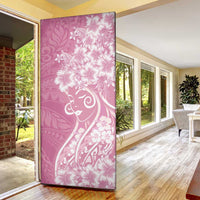 Polynesian Women's Day Door Cover Pink Hibiscus Flowers With Polynesian Pattern LT05 - Polynesian Pride