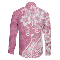 Polynesian Women's Day Family Matching Off Shoulder Short Dress and Hawaiian Shirt Pink Hibiscus Flowers With Polynesian Pattern