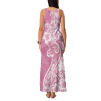 Polynesian Women's Day Family Matching Tank Maxi Dress and Hawaiian Shirt Pink Hibiscus Flowers With Polynesian Pattern
