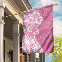 Polynesian Women's Day Garden Flag Pink Hibiscus Flowers With Polynesian Pattern LT05 House Flag Pink - Polynesian Pride
