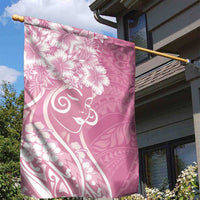 Polynesian Women's Day Garden Flag Pink Hibiscus Flowers With Polynesian Pattern LT05 - Polynesian Pride