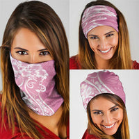 Polynesian Women's Day Neck Gaiter Pink Hibiscus Flowers With Polynesian Pattern LT05 - Polynesian Pride