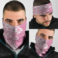 Polynesian Women's Day Neck Gaiter Pink Hibiscus Flowers With Polynesian Pattern LT05 - Polynesian Pride