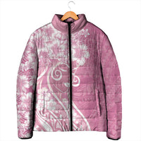 Polynesian Women's Day Padded Jacket Pink Hibiscus Flowers With Polynesian Pattern LT05 - Polynesian Pride