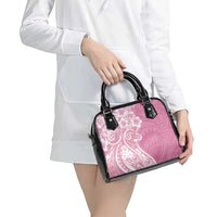 Polynesian Women's Day Shoulder Handbag Pink Hibiscus Flowers With Polynesian Pattern LT05 - Polynesian Pride