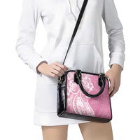 Polynesian Women's Day Shoulder Handbag Pink Hibiscus Flowers With Polynesian Pattern LT05 - Polynesian Pride