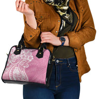 Polynesian Women's Day Shoulder Handbag Pink Hibiscus Flowers With Polynesian Pattern LT05 - Polynesian Pride
