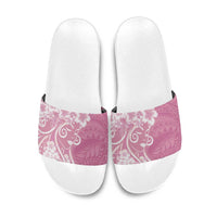 Polynesian Women's Day Slide Sandals Pink Hibiscus Flowers With Polynesian Pattern LT05 Pink - Polynesian Pride