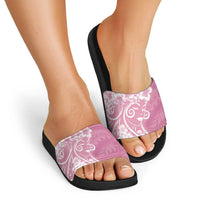 Polynesian Women's Day Slide Sandals Pink Hibiscus Flowers With Polynesian Pattern LT05 - Polynesian Pride
