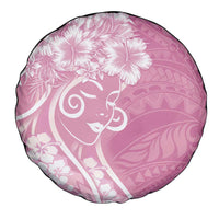 Polynesian Women's Day Spare Tire Cover Pink Hibiscus Flowers With Polynesian Pattern LT05 - Polynesian Pride