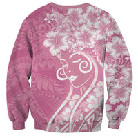 Polynesian Women's Day Sweatshirt Pink Hibiscus Flowers With Polynesian Pattern LT05 - Polynesian Pride
