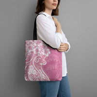 Polynesian Women's Day Tote Bag Pink Hibiscus Flowers With Polynesian Pattern LT05 - Polynesian Pride