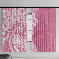 Polynesian Women's Day Window Curtain Pink Hibiscus Flowers With Polynesian Pattern LT05 With Hooks Pink - Polynesian Pride