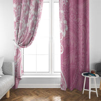 Polynesian Women's Day Window Curtain Pink Hibiscus Flowers With Polynesian Pattern LT05 - Polynesian Pride