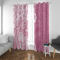 Polynesian Women's Day Window Curtain Pink Hibiscus Flowers With Polynesian Pattern LT05 With Grommets Pink - Polynesian Pride