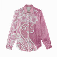Polynesian Women's Day Women Casual Shirt Pink Hibiscus Flowers With Polynesian Pattern LT05 - Polynesian Pride