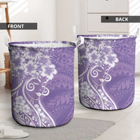 Polynesian Women's Day Laundry Basket Purple Hibiscus Flowers With Polynesian Pattern LT05 - Polynesian Pride
