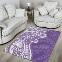 Polynesian Women's Day Area Rug Purple Hibiscus Flowers With Polynesian Pattern