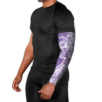 Polynesian Women's Day Arm Sleeves Purple Hibiscus Flowers With Polynesian Pattern LT05 - Polynesian Pride