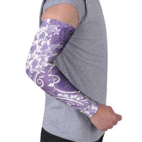 Polynesian Women's Day Arm Sleeves Purple Hibiscus Flowers With Polynesian Pattern LT05 - Polynesian Pride