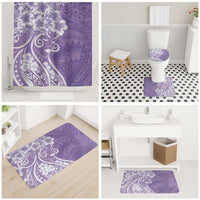 Polynesian Women's Day Bathroom Set Purple Hibiscus Flowers With Polynesian Pattern LT05 - Polynesian Pride