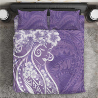 Polynesian Women's Day Bedding Set Purple Hibiscus Flowers With Polynesian Pattern LT05 Purple - Polynesian Pride