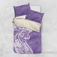 Polynesian Women's Day Bedding Set Purple Hibiscus Flowers With Polynesian Pattern LT05 US Twin 172cm x 218cm Purple - Polynesian Pride