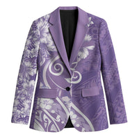 Polynesian Women's Day Blazer Purple Hibiscus Flowers With Polynesian Pattern LT05 Unisex Purple - Polynesian Pride