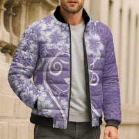 Polynesian Women's Day Bomber Puffer Jacket Purple Hibiscus Flowers With Polynesian Pattern LT05 - Polynesian Pride