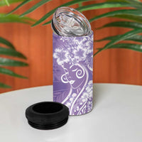 Polynesian Women's Day 4 in 1 Can Cooler Tumbler Purple Hibiscus Flowers With Polynesian Pattern LT05 - Polynesian Pride
