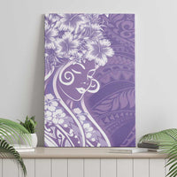 Polynesian Women's Day Canvas Wall Art Purple Hibiscus Flowers With Polynesian Pattern LT05 - Polynesian Pride