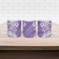 Polynesian Women's Day Ceramic Mug Purple Hibiscus Flowers With Polynesian Pattern LT05 - Polynesian Pride