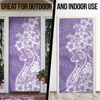 Polynesian Women's Day Door Cover Purple Hibiscus Flowers With Polynesian Pattern LT05 - Polynesian Pride