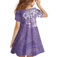 Polynesian Women's Day Family Matching Off Shoulder Maxi Dress and Hawaiian Shirt Purple Hibiscus Flowers With Polynesian Pattern