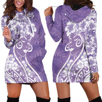 Polynesian Women's Day Hoodie Dress Purple Hibiscus Flowers With Polynesian Pattern LT05 - Polynesian Pride