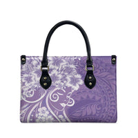 Polynesian Women's Day Leather Bag Purple Hibiscus Flowers With Polynesian Pattern LT05 - Polynesian Pride