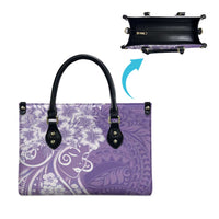 Polynesian Women's Day Leather Bag Purple Hibiscus Flowers With Polynesian Pattern LT05 - Polynesian Pride