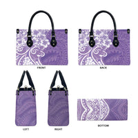 Polynesian Women's Day Leather Bag Purple Hibiscus Flowers With Polynesian Pattern LT05 - Polynesian Pride