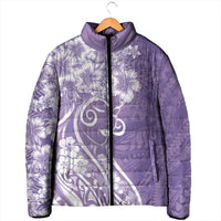 Polynesian Women's Day Padded Jacket Purple Hibiscus Flowers With Polynesian Pattern LT05 - Polynesian Pride