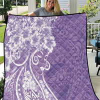 Polynesian Women's Day Quilt Purple Hibiscus Flowers With Polynesian Pattern LT05 Purple - Polynesian Pride