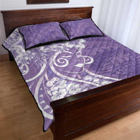 Polynesian Women's Day Quilt Bed Set Purple Hibiscus Flowers With Polynesian Pattern LT05 - Polynesian Pride