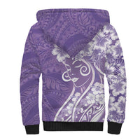 Polynesian Women's Day Sherpa Hoodie Purple Hibiscus Flowers With Polynesian Pattern LT05 - Polynesian Pride
