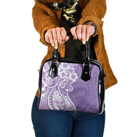 Polynesian Women's Day Shoulder Handbag Purple Hibiscus Flowers With Polynesian Pattern LT05 One Size Purple - Polynesian Pride