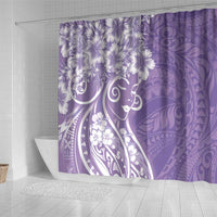 Polynesian Women's Day Shower Curtain Purple Hibiscus Flowers With Polynesian Pattern LT05 - Polynesian Pride
