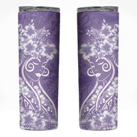 Polynesian Women's Day Skinny Tumbler Purple Hibiscus Flowers With Polynesian Pattern LT05 Purple - Polynesian Pride
