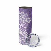 Polynesian Women's Day Skinny Tumbler Purple Hibiscus Flowers With Polynesian Pattern LT05 - Polynesian Pride